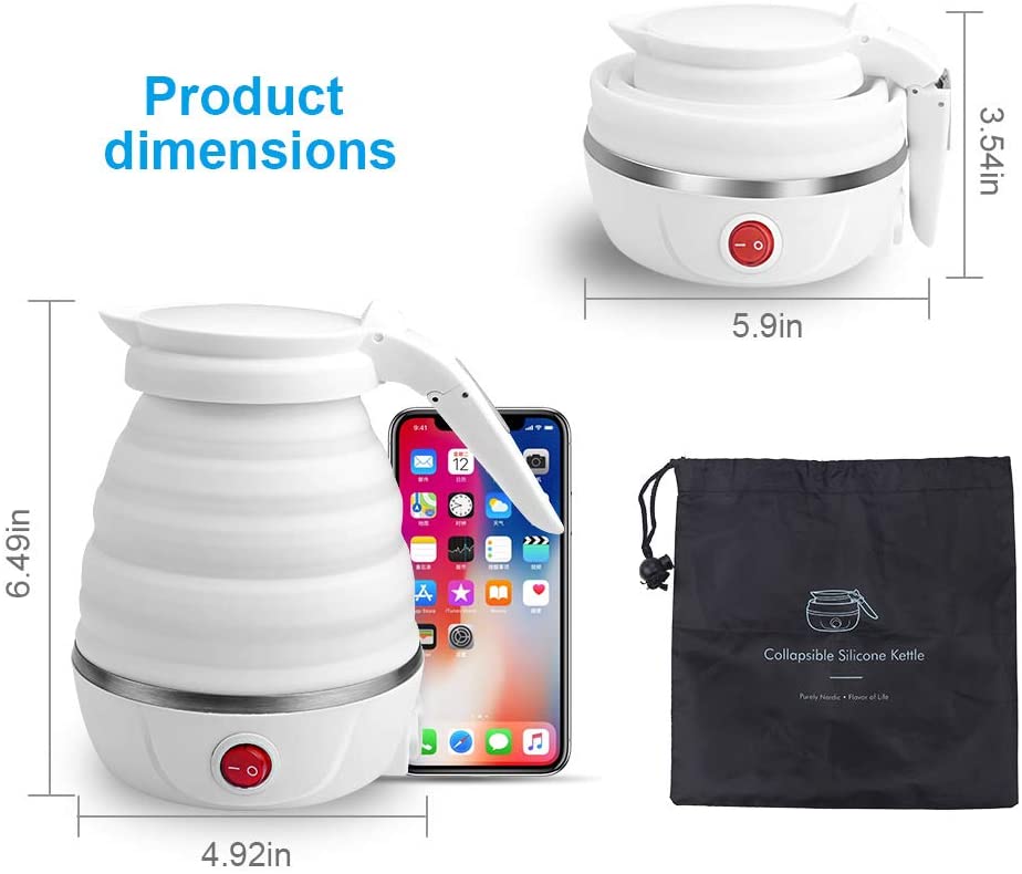 600ML Foldable Kettle - Food Grade Silicone Material, Electrical Operated
