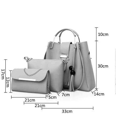 Queen 3 Pcs White Handbag