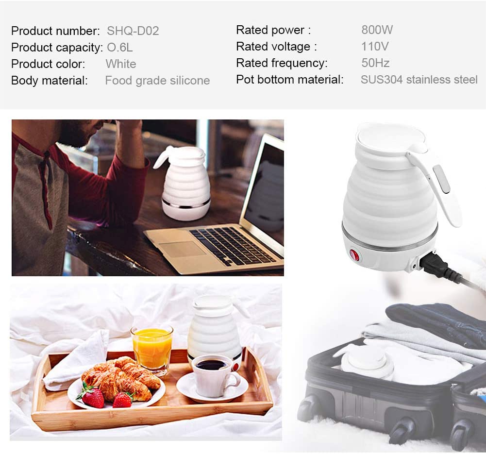 600ML Foldable Kettle - Food Grade Silicone Material, Electrical Operated