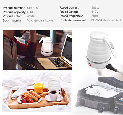 600ML Foldable Kettle - Food Grade Silicone Material, Electrical Operated