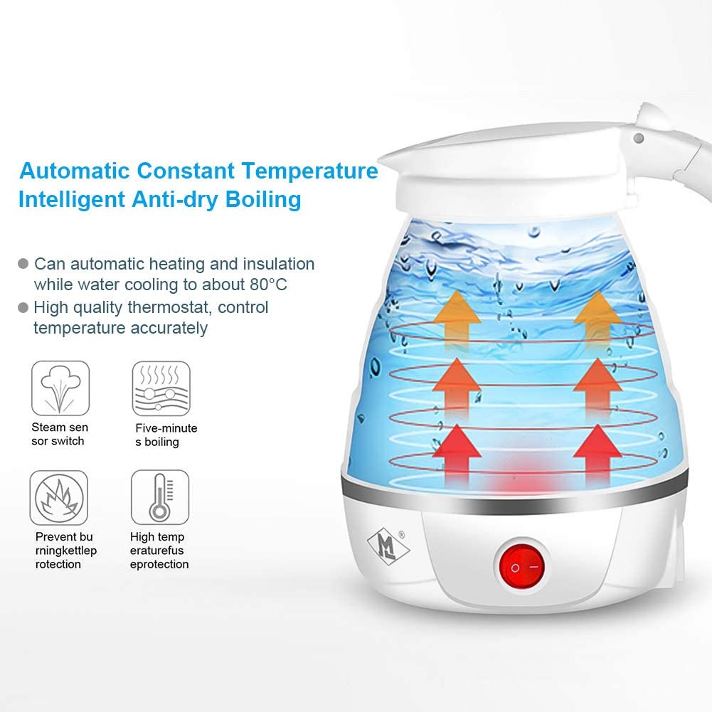 600ML Foldable Kettle - Food Grade Silicone Material, Electrical Operated