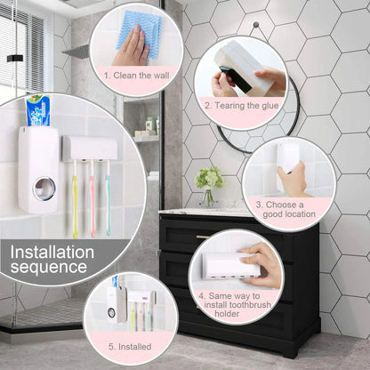Toothpaste Dispenser and Toothbrush Holder Set